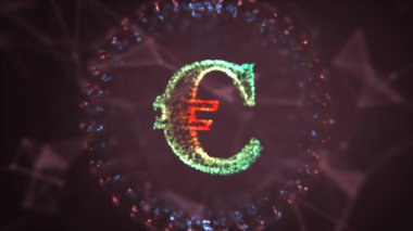 Koyu mavi arkaplanda Avro sembolünün 3D çizimi.