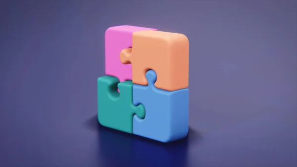 3d illustration of cartoon parts of puzzle. — Stock Photo, Image