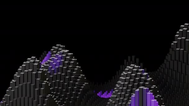 Video Abstrak Gelombang Geometris Dalam Desain Ungu Dan Hitam Konsep — Stok Video