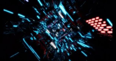 Soyut teknolojik tünelin hareket halindeki 4k videosu. Tünel kavramı.