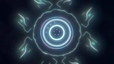 Soyut dijital teknoloji arkaplanının 4k videosu. Soyut çember kavramı.
