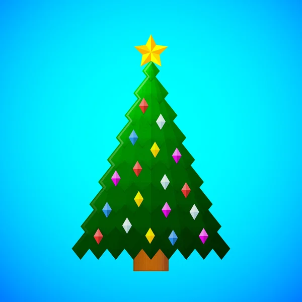 有蓝色背景装饰的圣诞树 — 图库矢量图片