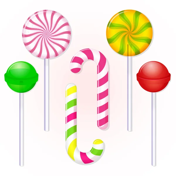 Conjunto de caramelos lollipop — Vector de stock