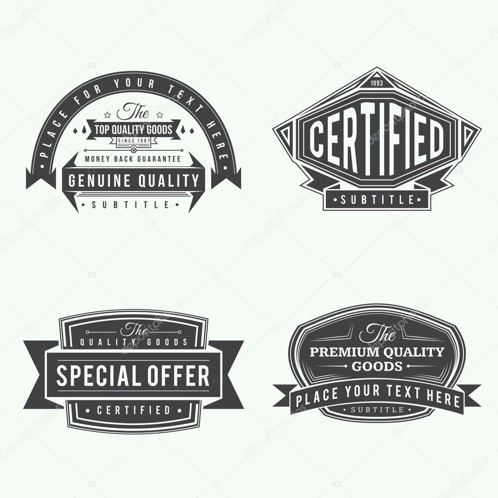 Set of retro ribbon vintage style labels and banners black color design