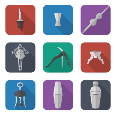 Barmen ekipman Icons set