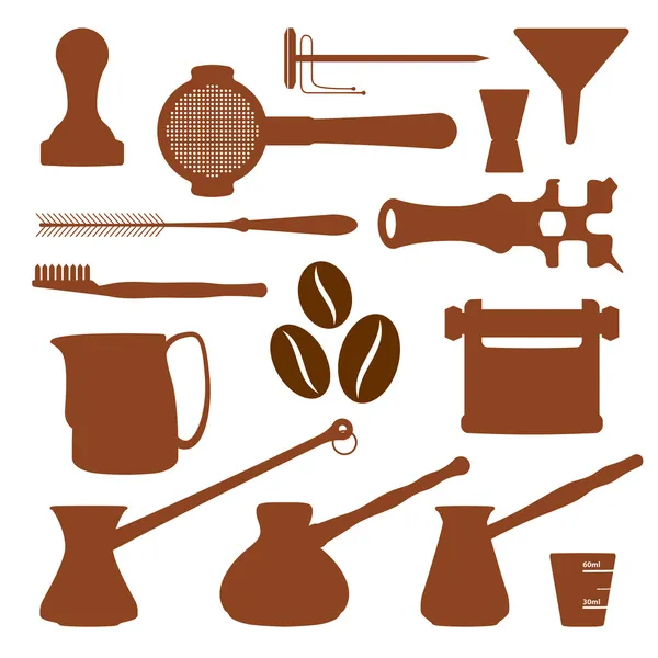 Stałe kolory kawy zestaw instrumentów — Wektor stockowy