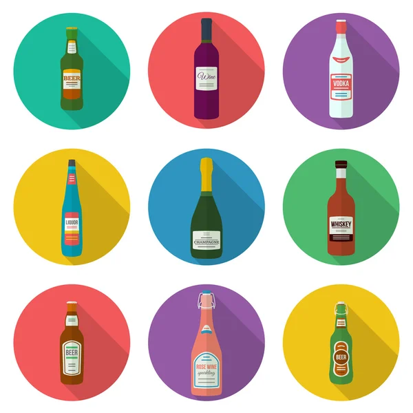 Alcohol bottles icons set — Stock Vector