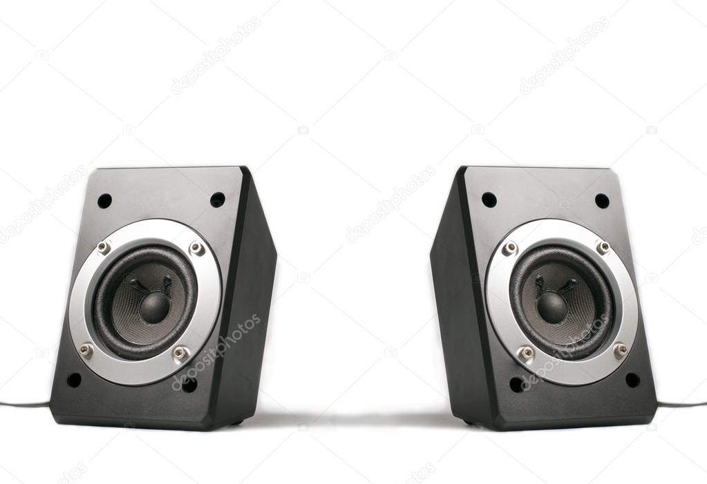 Two speakers setup isoalted on White