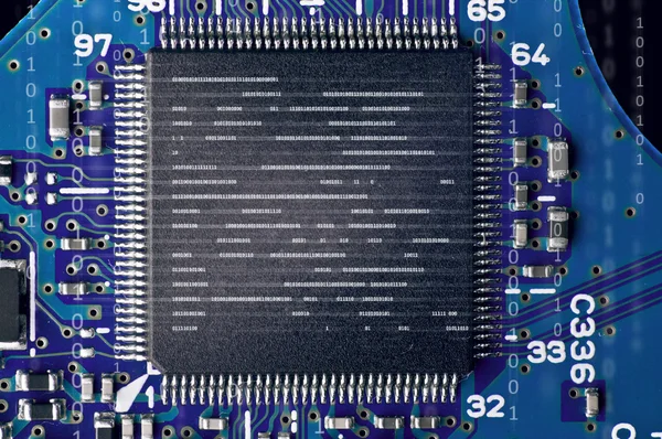 Modrá deska čip — Stock fotografie