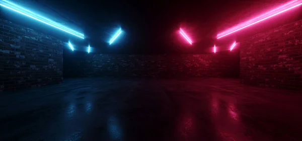 Neon Retro Cyber Blade Runner Lila Blå Laser Lysrör Brick — Stockfoto