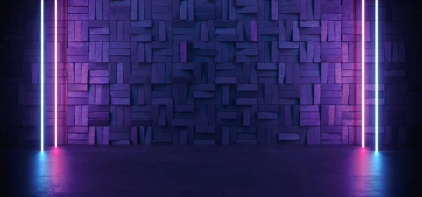 Neon Sci Glowing Gradient Blue Purple Laser Retro Futuristic Rectangle — 图库照片