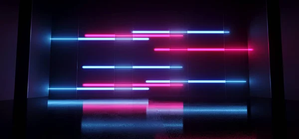 Cyber Neon Brilhando Azul Roxo Vibrante Fluorescente Laser Lights Brilhando — Fotografia de Stock