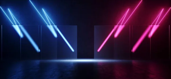 Sci Futurystyczne Cyber Neon Linie Thunderbolt Świecące Niebieskie Fioletowe Czerwone — Zdjęcie stockowe
