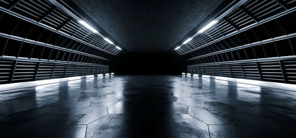 Sci Futuristic Warehouse Hangar Stage Podium Spaceship Realistic Showroom Concrete — 스톡 사진
