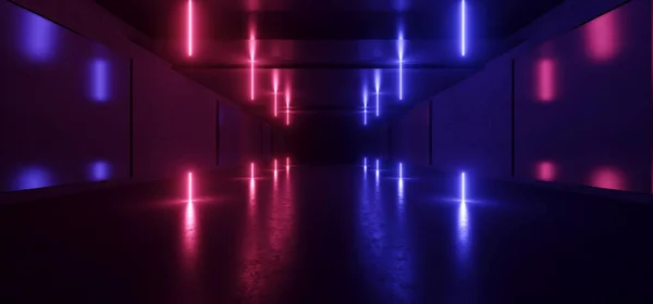 Sci Futuristic Garage Purple Blue Neon Laser Retro Modern Spaceship — Φωτογραφία Αρχείου