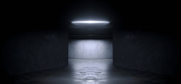 Современные чистые грубый бетон асфальт гранж подземный паркинг холл подвал подвал ангар темный витрина Studio Stage Room 3D рендеринг иллюстрации