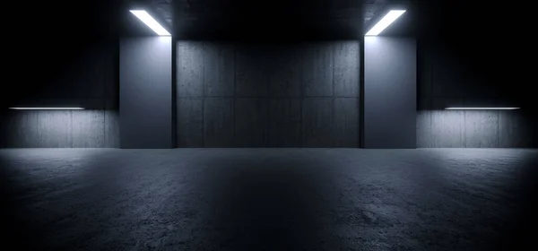 Big Rough Concrete Grunge Asphalt Cement Dark Glowing Lights Underground — ストック写真