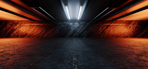 Big Underground Fallout Shelter Bunker Hangar Car Garage Showroom Studio Asphalt Mountain Rock Wall Dark Tunnel Corridor Sci Fi Futuristic Spaceship 3d Rendering Illustration