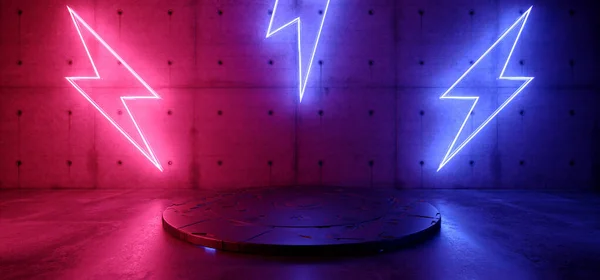 Néon Club Scène Cyber Glow Thunderbolt Forme Lumières Pourpre Bleu — Photo