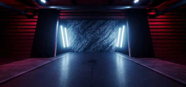 Underground Neon Cyber Sci Futurisztikus Rock Wall Cement Beton Pince — Stock Fotó