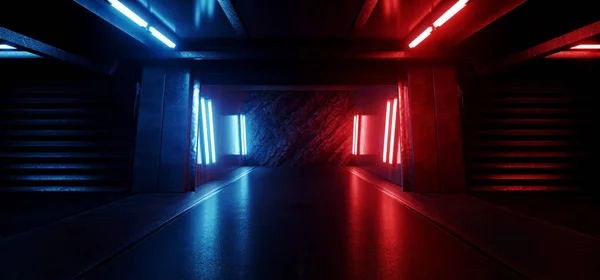 Yeraltı Neon Siber Bilimler Kurgu Falı Geleceğin Taş Duvarı Beton — Stok fotoğraf