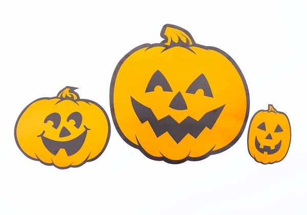 Halloween Papier Geschnitten Kürbisse Auf Weißem Hintergrund — Stockfoto
