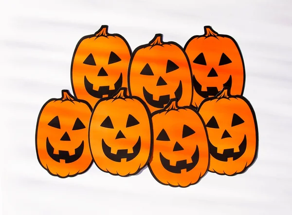 Papel Halloween Abóboras Cortadas Fundo Branco — Fotografia de Stock