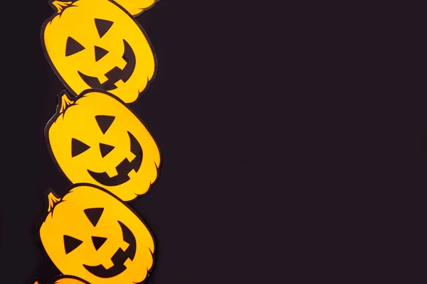 Abóboras Papel Halloween Fundo Preto — Fotografia de Stock