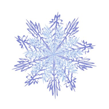 Beyaz arka planda mavi kar tanesi. Kış tatili tasarım elemanı. Vektör illüstrasyonu.