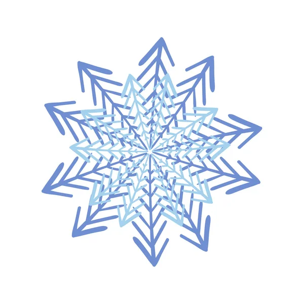 Blå Snöflinga Vit Bakgrund Vintersemester Design Element Vektorillustration — Stock vektor