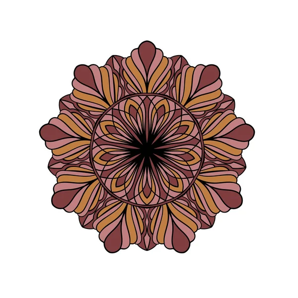 Mandala Lacy Pattern Καφέ Παλέτα Χρωμάτων Στρογγυλό Σχέδιο Στολίδι Φλοράλ — Διανυσματικό Αρχείο