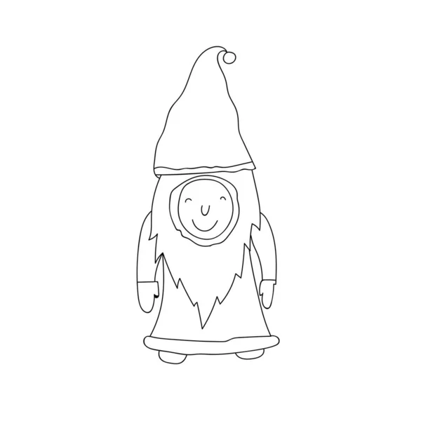 Christmas Gnome Vector Illustration Scandinavian Nordic Cute Cartoon Character Coloring — Vettoriale Stock