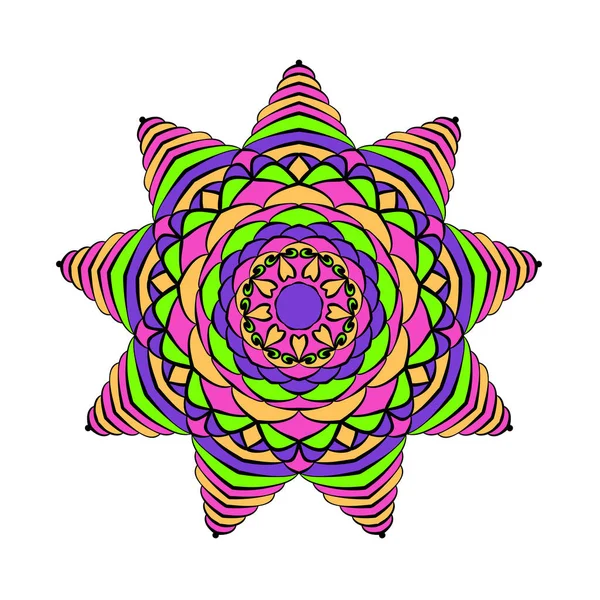 Padrão Mandala Colorido Redondo Ilustração Vetorial Boho Elemento Design Decorativo — Vetor de Stock