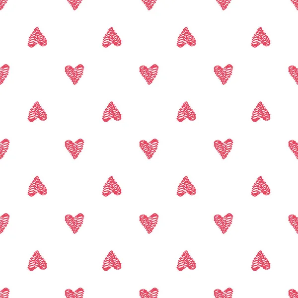 Seamless Vector Pattern Doodle Hearts Valentine Day Decorative Background Modern — 图库矢量图片