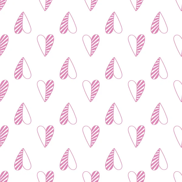 Seamless Vector Pattern Pink Doodle Hearts Decorative Background Modern Minimalists — Stock Vector