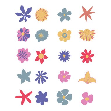 Vektör elementleri. Parlak farklı çiçekler..