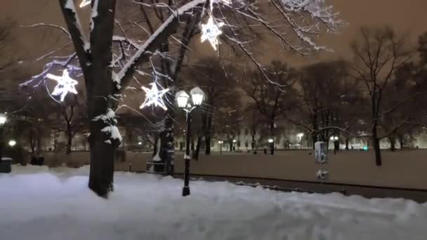 Nachtbeelden Van Het Winterlandschap Letland — Stockvideo