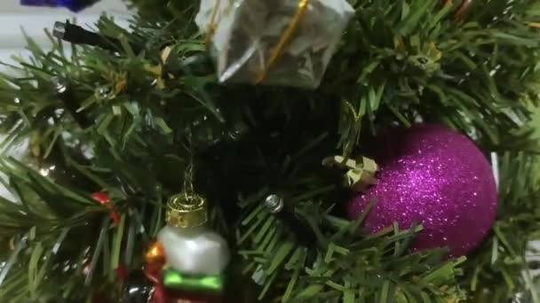 Χριστουγεννιάτικα Στολίδια Στο Έλατο — Αρχείο Βίντεο