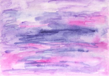 Suluboya elle boyanmış arka plan. Kart, davetiye, poster şablonu. Sanat eseri zarif kapak tasarımı. Mor ve menekşe renk gölgeleri. 