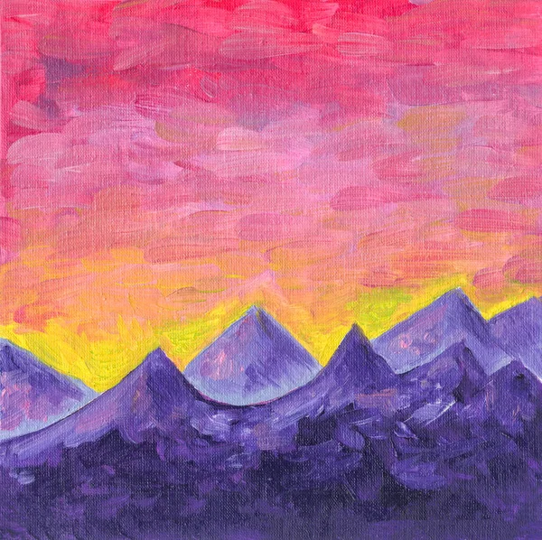 Vue Panoramique Paysage Avec Montagnes Peinture Huile Artistique — Photo