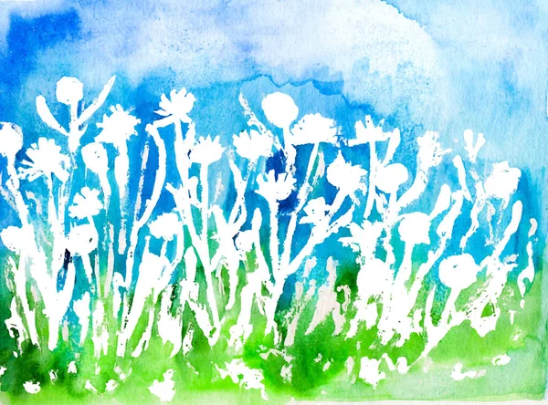 Abstract Watercolor Painting Flowers — Archivo Imágenes Vectoriales