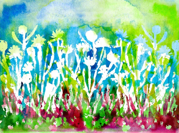 Abstraktes Aquarell Mit Blumen — Stockvektor