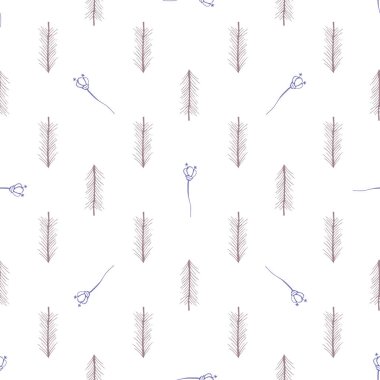 Bitkisel dikişsiz desen. Modern minimalist tarzında hafif çiçekli arka plan. Vektör çizimi. Kumaş, moda tekstili, baskılar, duvar kağıdı, ambalaj kağıdı, albüm defteri için moda tasarımı