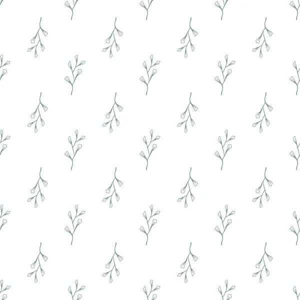 Kräuternahtloses Muster Leichter Floraler Hintergrund Einem Modernen Minimalistischen Stil Vektorillustration — Stockvektor