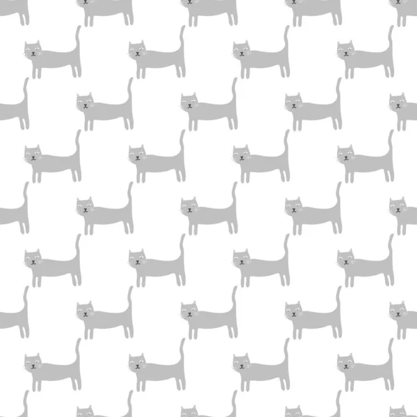 Απρόσκοπτη Σχεδίαση Μοντέρνο Στυλ Minimalists Υφή Φόντου Χαριτωμένες Γάτες — Διανυσματικό Αρχείο