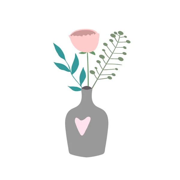 Bouquet Flowers Vase Vector Illustration — 图库矢量图片