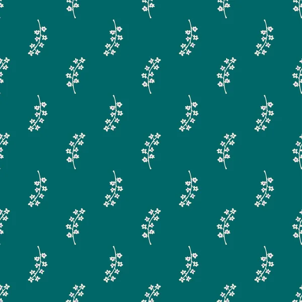 Seamless Floral Pattern Cute Flowers Green Leaves Vector Illustration Minimalist — стоковый вектор