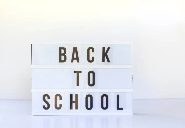 Back School Background Words White Lightbox — Zdjęcie stockowe