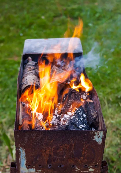 Пламя Огня Жаровне — стоковое фото