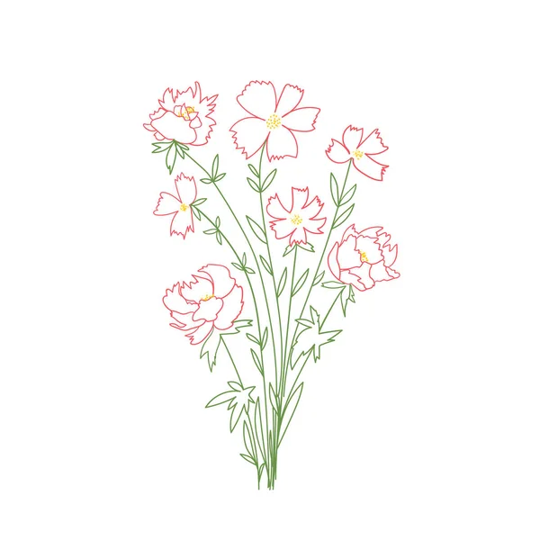 Букет Квітів Векторні Ілюстрації Елемент Ботанічного Дизайну — стоковий вектор